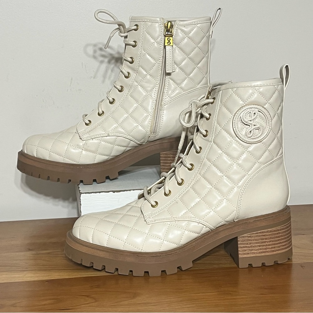 Sam & Libby Women's‎ Otis Quilted Heeled Ankle Boot In Soft Eggshell Size 9